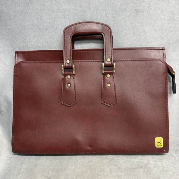 Airway Brown Business Case Mens 16" Vinyl Briefcase Soft Sided Portfolio Bag - Picture 2 of 13